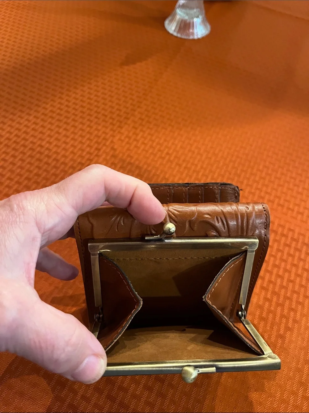 Patricia Nash Tooled Floral Leather Wallet - Cognac Brown